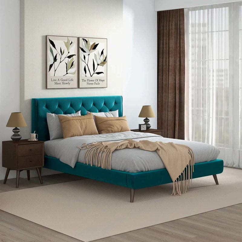 Dillon Velvet Platform Bed Queen