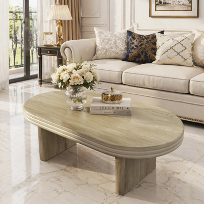 Table basse moderne cannelée ovale