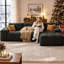 Modular Block L-Shaped Sectional Sofa, Convertible Cloud Floor Couch, High Resilience Foam-1074569654