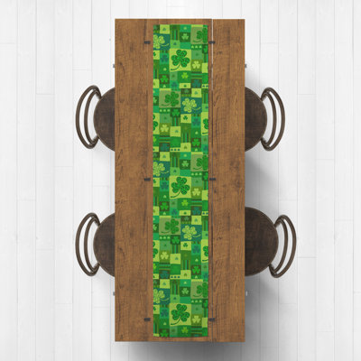 Rectangle Patchwork St. Patrick's Day Polyester Table Runner