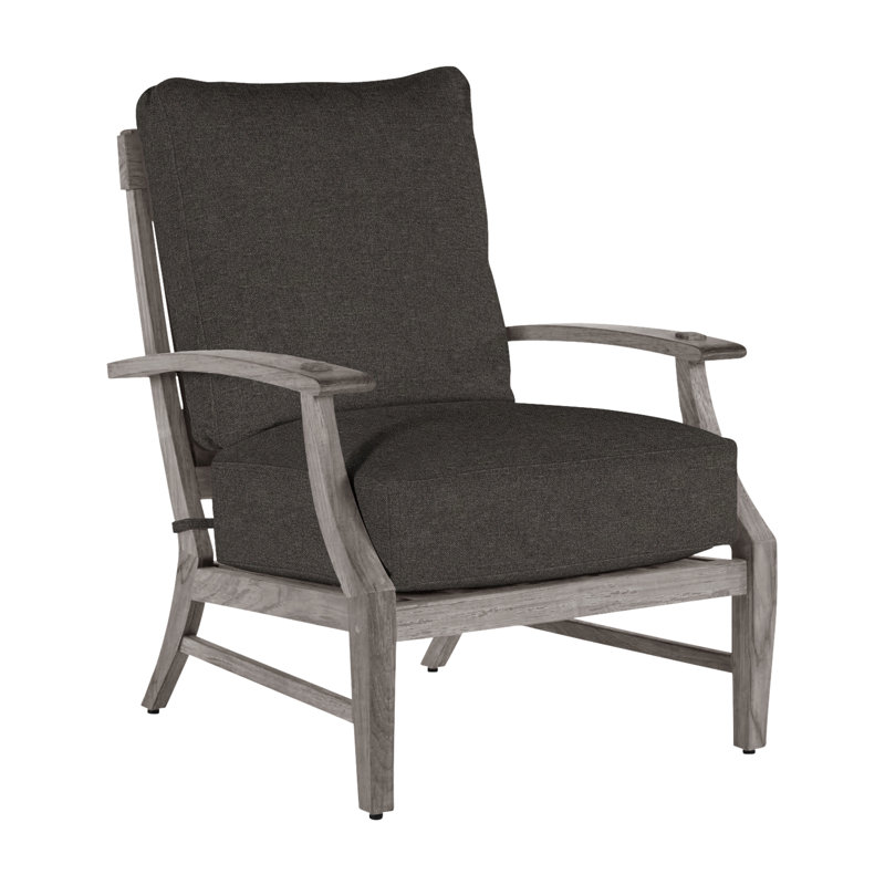 Croquet Teak Patio Chair with Cushions, No Welt, Oyster Teak, Verona Fossil