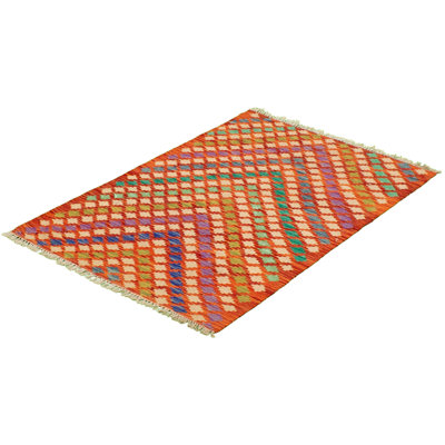 One-of-a-Kind 3'3" X 5'2" New Age Wool Area Rug in Red