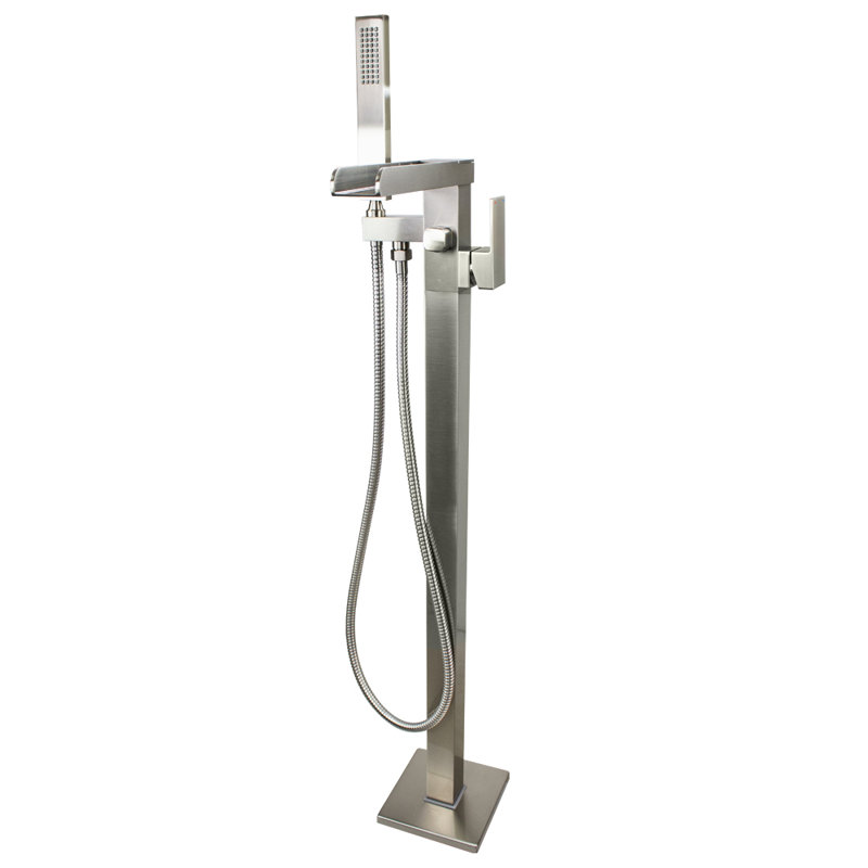 Roslyn 1 Handle Floor Tub Filler with Diverter, Brushed Nickel
