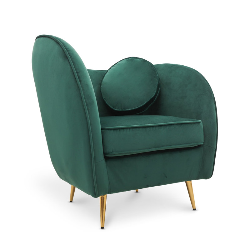 Castaneda Upholstered Armchair, Gold, Emerald Green