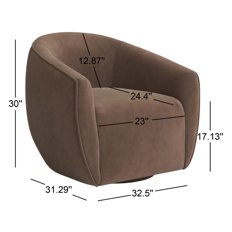 Layla Swivel Barrel Chair, Brown Velvet