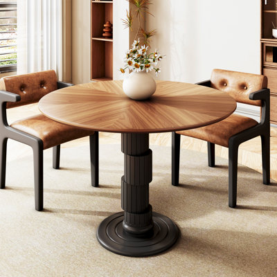 35.4" Round Dining Table For 4 Person, Walnut