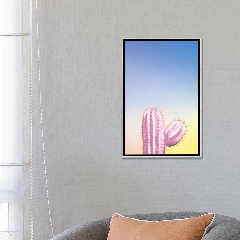 Art my cactus, H 26 po x l 18 po x P 1,5 po, Toile avec cadre argenté