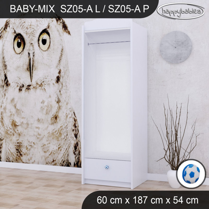 Ball 1 Door Wardrobe, White/Blue