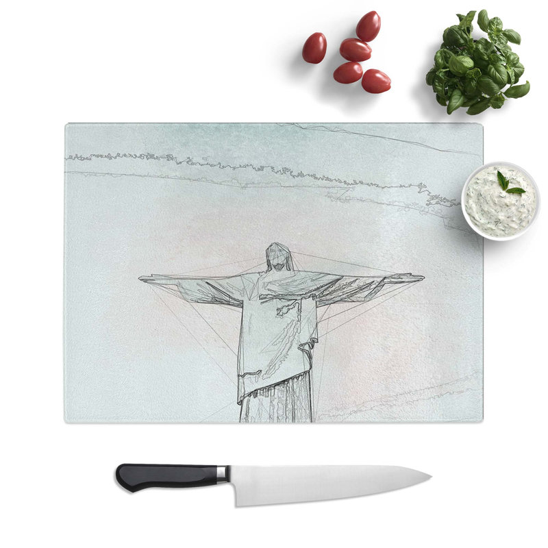 Tempered Glass Corcovado in Rio De Janeiro Brazil Art Chopping Board, 39 cm W x 28.5 cm L