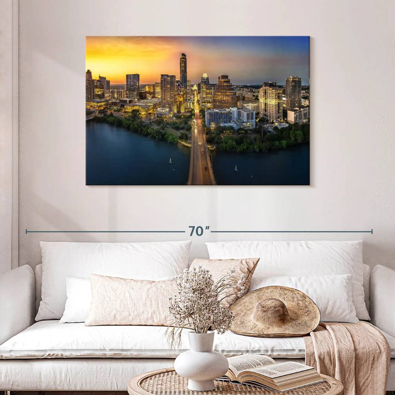 Austin City, coucher de soleil, H 30 po x l 45 po