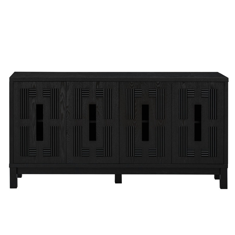 Buffet 60,7 po Mid Century Modern, Noir