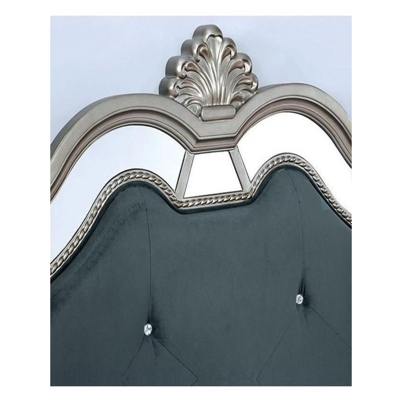 Upholstered Bed, California King, Silver