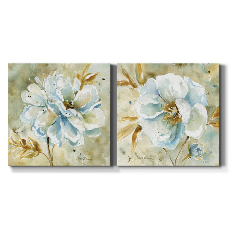 Dahlia - ensemble de 2 reproductions d'art sur toiles tendues, H 16 po x l 32 po x P 1 po