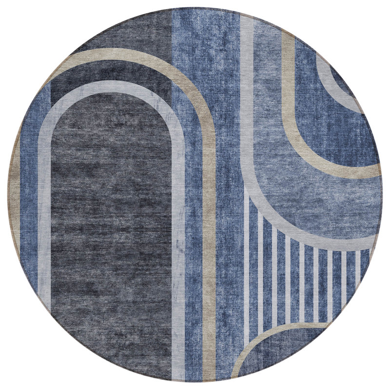 Tapis intérieur / extérieur avec envers antidérapant Lovell, Rond 8 pi