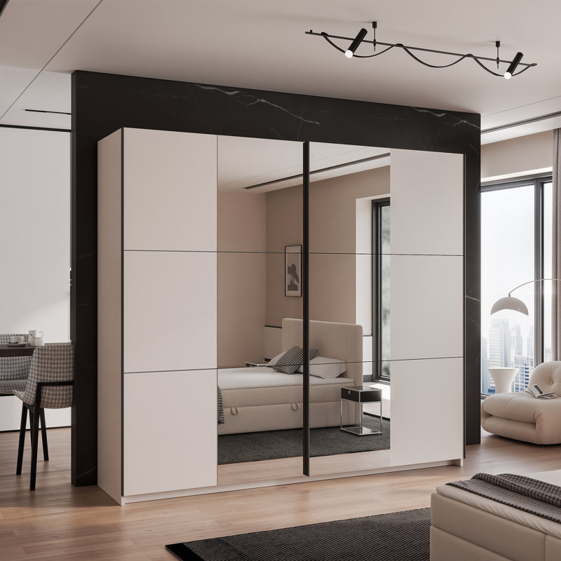 TORVIN 2 Door Wardrobe, Cashmere, With Mirror