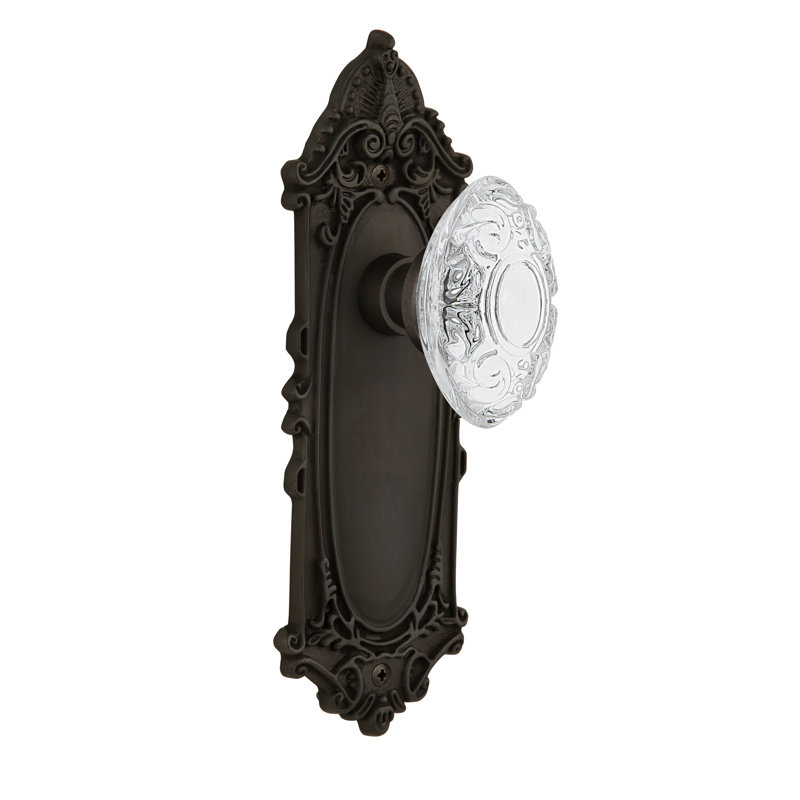 Victorian Plate with Crystal Victorian Knob, 2-3/4”, Oil-Rubbed Bronze