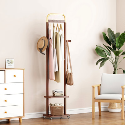 Portemanteaux en bois massif 15,7 * 11,8 * 71 po Protection de l'environnement solide Facile à assembler Belle pouvant être placée dans la chambre / entrée / salon (noyer)