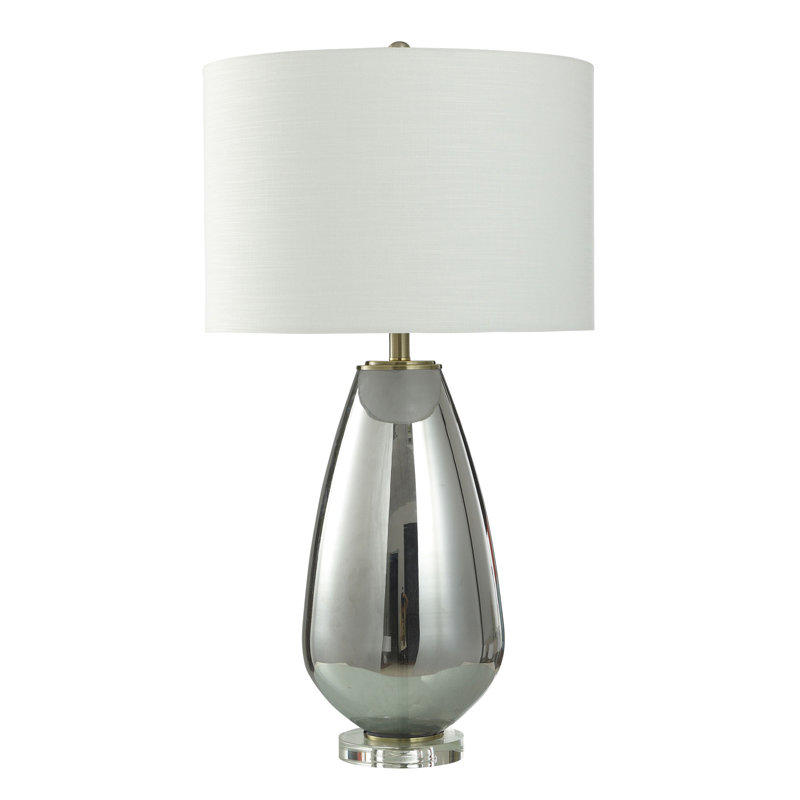 Smokescreen Silver - Glass Table Lamp - White Shade