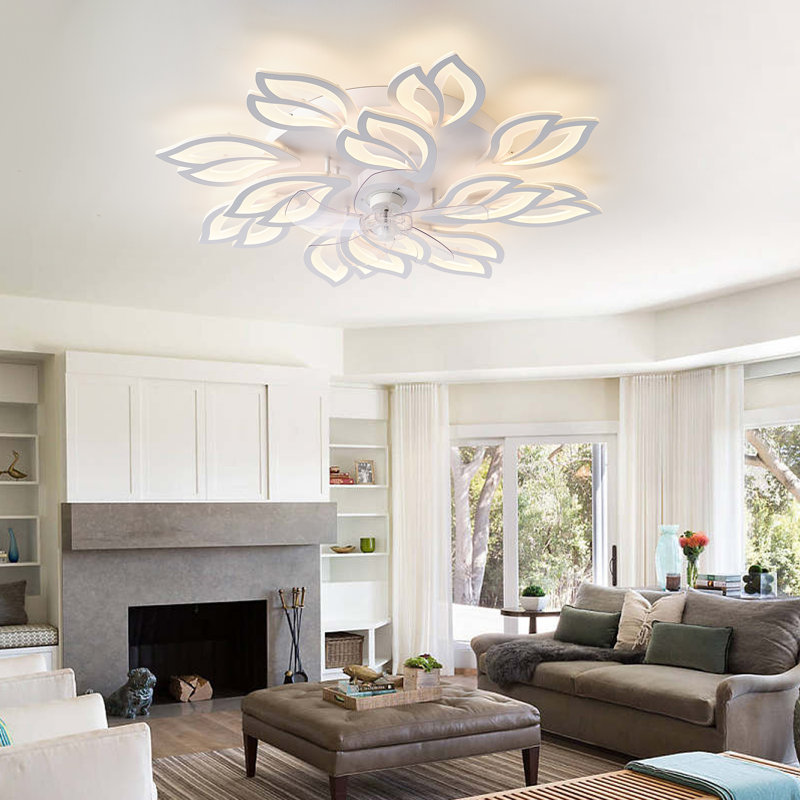 35'' Modern Ceiling Fans with Lights and Remote, Dimmable, 6 Speed, Reversible, Timing, Low Profile Ceiling Fan for Living Room