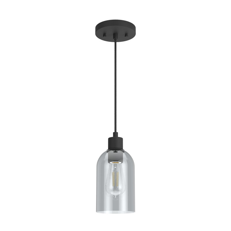 Lochemeade 1 - Light Single Cylinder Pendant, Natural Black Iron, Small, Smoked