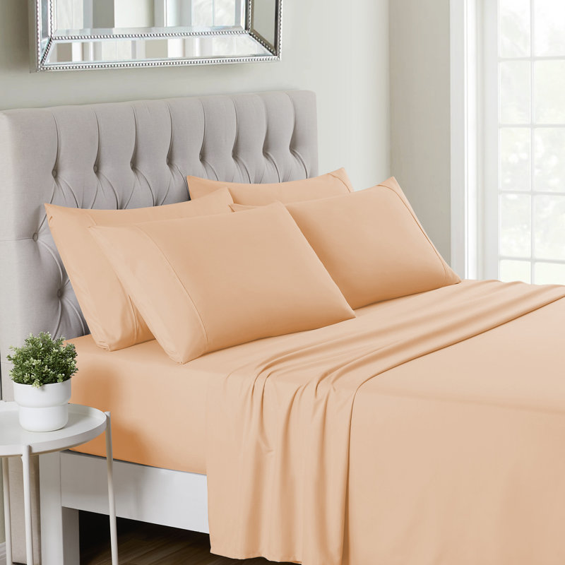 Ensemble de draps luxueux en microfibre douce avec taies d'oreiller en prime, Pêche