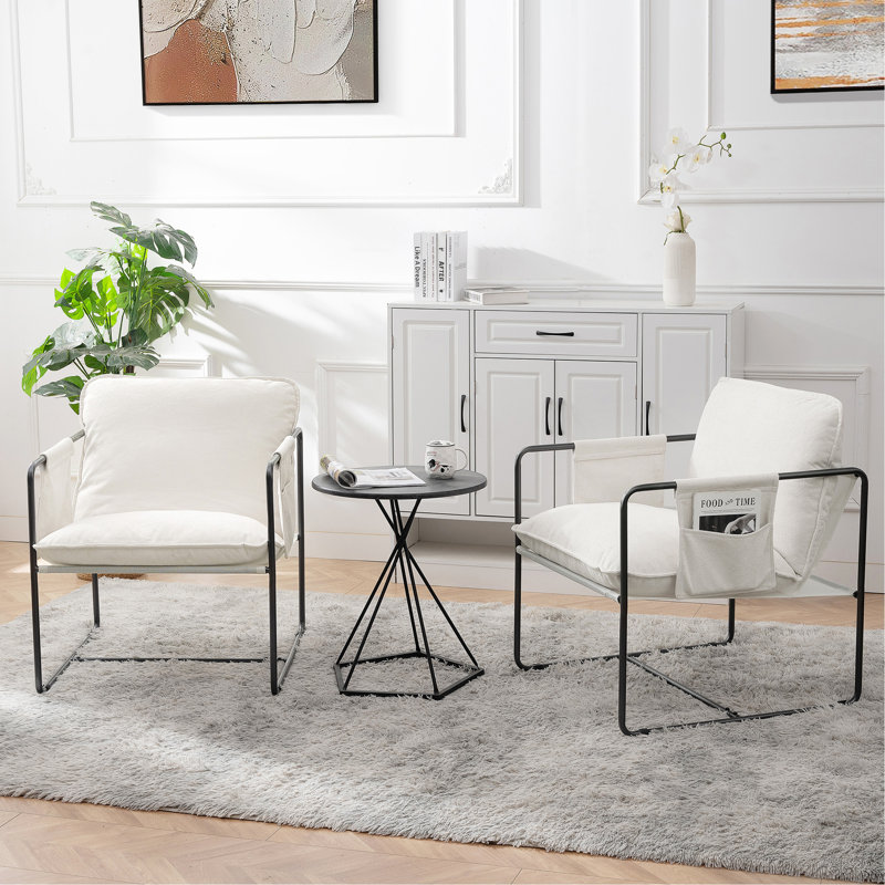 Chaise simple, 2 ensembles 1 caisse, fauteuil rembourré avec poche, Blanc