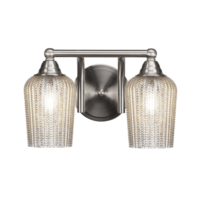 Michell 2-Light Bath Bar, Brushed Nickel, White