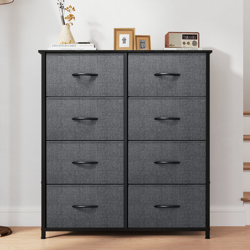 8 Drawer Double Dresser Chest, Light Gray