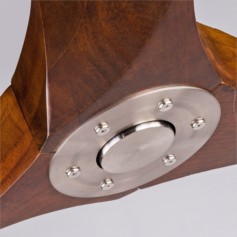 Ventilateur de plafond à hélice pour patio, bois massif de 52 pouces, brun classique, résistant à l'humidité, 3 pales, sans lumière