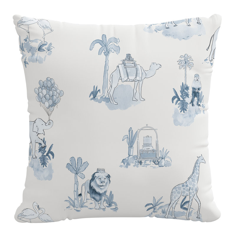 Decorative Pillow - Polyester Insert, 18" x 18", The Beach Toile/Navy