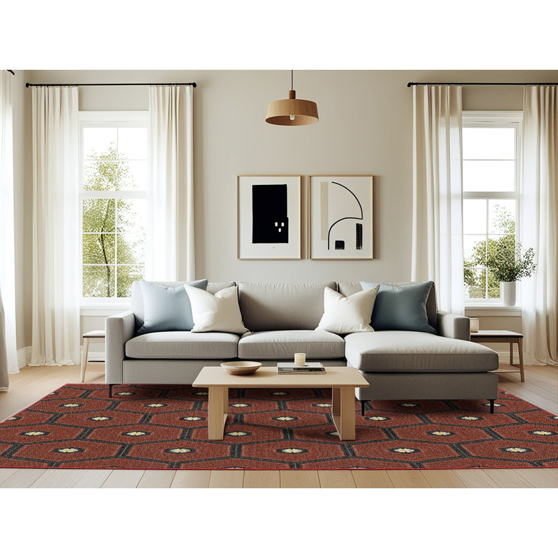 Tapis brun tissé à la machine, Rectangle 6 pi x 9 pi