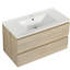 Coiffeuse murale avec lavabo en céramique et 2 tiroirs à fermeture en douceur-1872988759-1872988756-1872988744