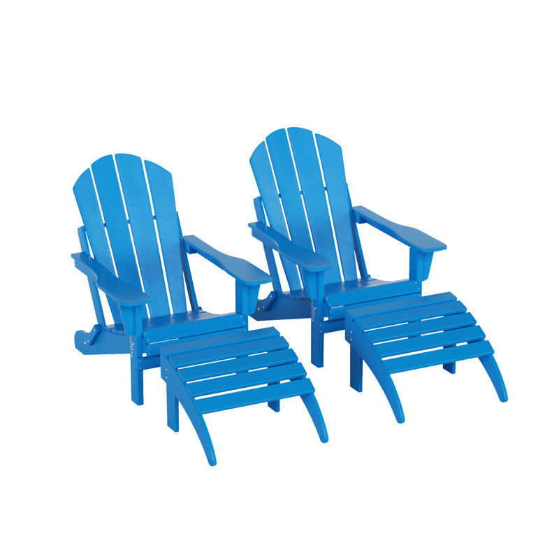 Shawnna Foldable Outdoor Adirondack Chair, Pacific Blue