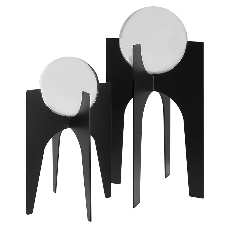Ensemble de 2 sphères de cristal Uttermost Ellianna sur base noire