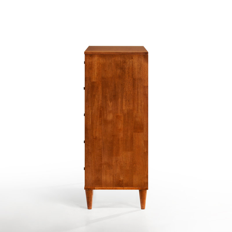 Grande commode à 5 tiroirs Mid-Century en bois massif 35,4 po Ing Abraham