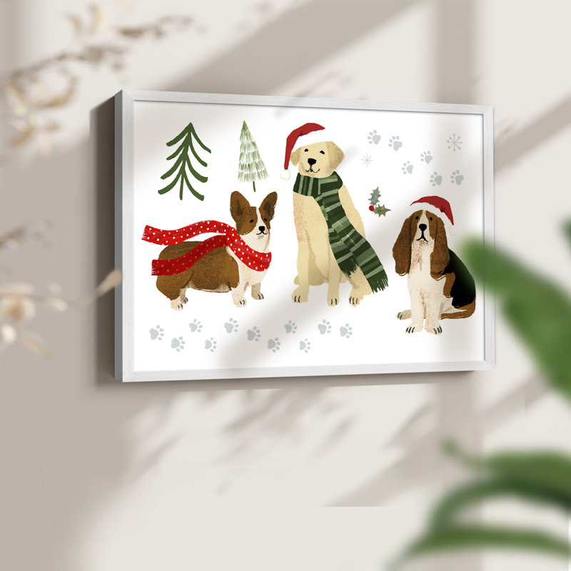 Holidogs Collection A -Framed Print - Restickable, 16" H x 20" W, White