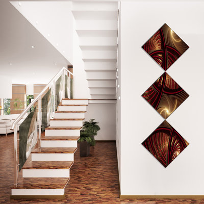 " Brown Symmetrical Fractal Pattern " 3 - Pieces