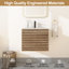 Base de meuble-lavabo mural simple 24 po avec façades de tiroir cannelées 3D et glissières pleine extension, lavabo non inclus-131651802