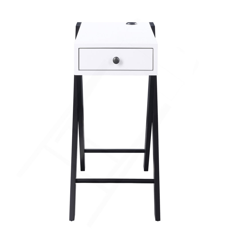  Table d'appoint avec ports USB, Blanc