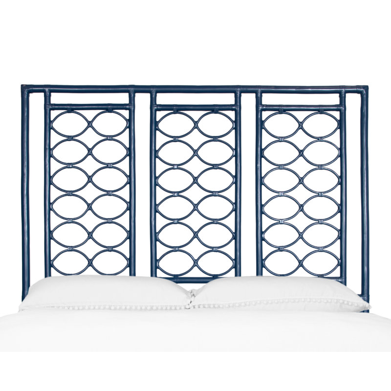 Infinity Wicker/Rattan Open-Frame Headboard, Navy Blue, Queen