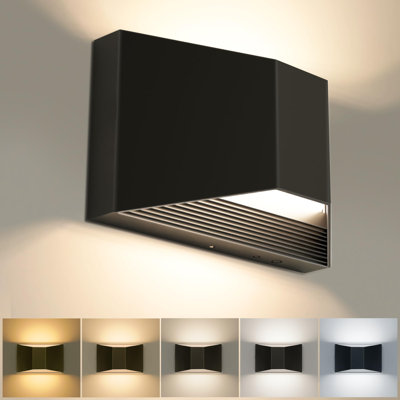 8 In. 1-Light Black Modern Lantern Vanity Light, Modern LED Wall Sconces, Adjustable 5-Color Temperature 2000K~6000K