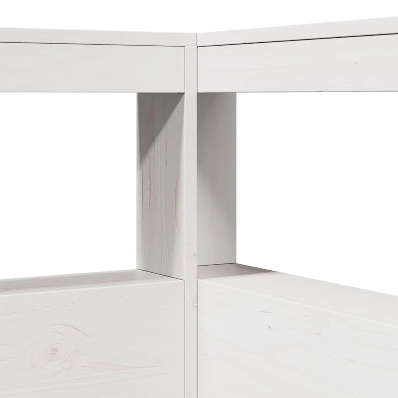 Bookcase Bed Without Mattress Solid Wood Pine, Double (4'6), White