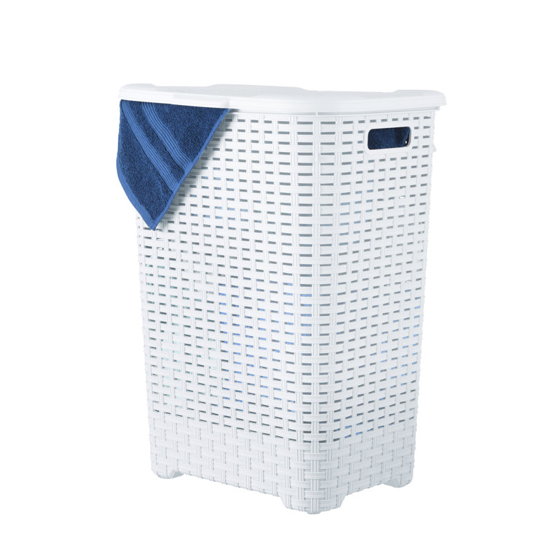 Machine Made Plastic Laundry Hamper, White