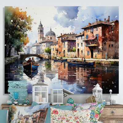 " Beige Canal Waterways Pointillism "