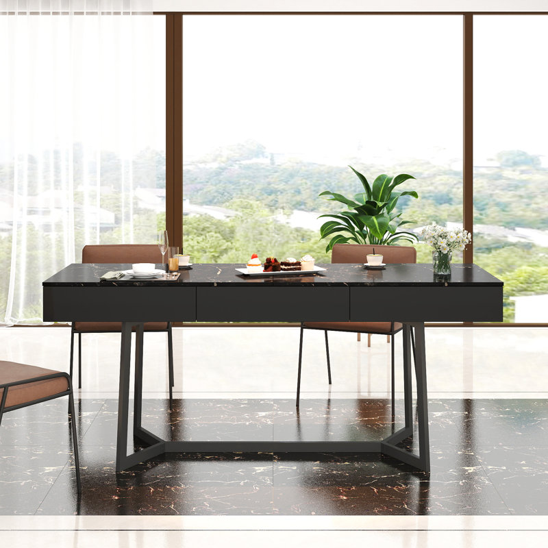 Bureau d'ordinateur moderne noir, 70,87 pouces, table d'étude avec pieds en métal en forme de Y | Idée de cadeau