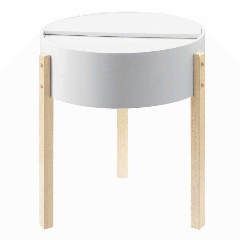 Sowers Transitional 3-Legs Round End Table in White & Natural, 21" H x 20" W x 20" D Duplicate
