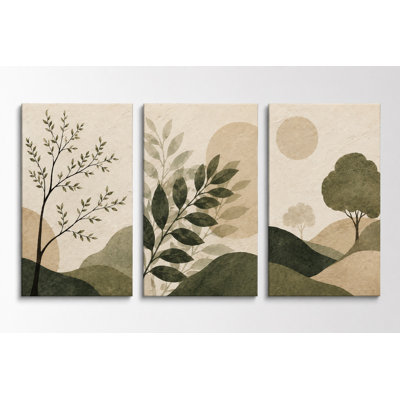 Grand ensemble de 3 impressions murales botaniques sur toile vert nature pour le salon chambre à coucher décor de ferme moderne 16 x 24 pouces
