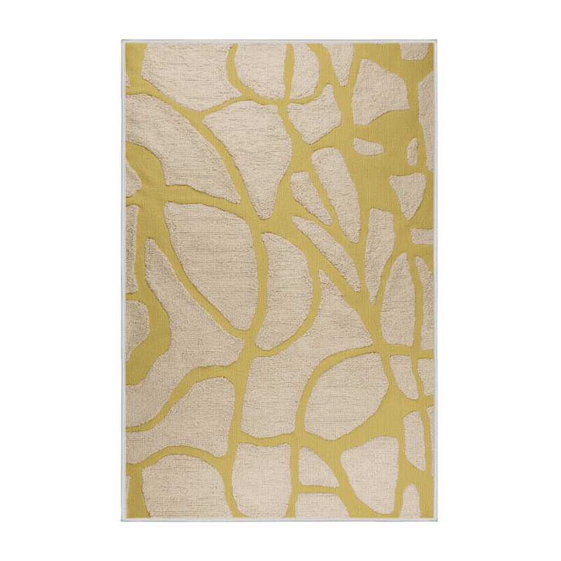 Machine Washable Abstract Beige Area Rug