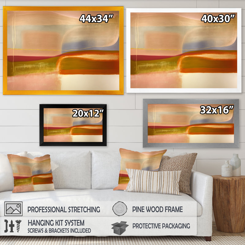 Arslaan - Art mural abstrait sur toile, Cadre d'angle fermé noir, H 12 po x l 20 po x P 1 po