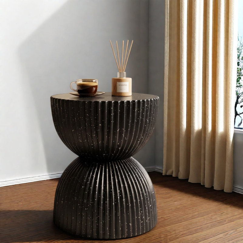 Concrete Top End Table, Black*Black